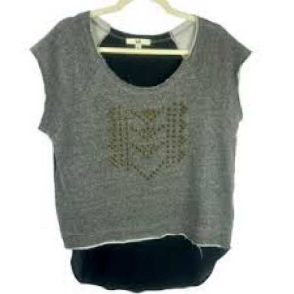 Ya Los Angeles Tops - Ya Los Angeles Gray and Black Short Sleeve Top